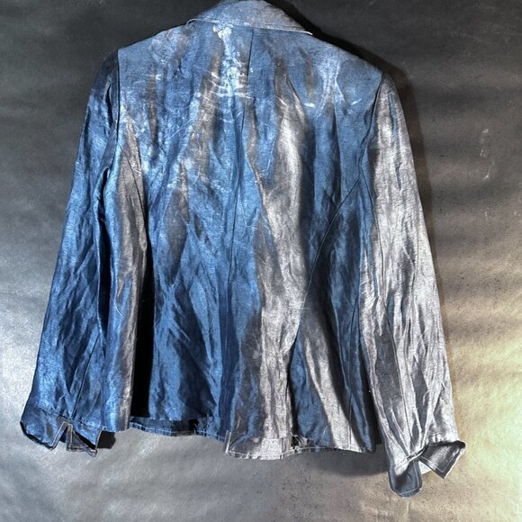 Lafayette 148 Blazer Black Charcoal Gray Silk Size 10P Size 10 Jacket Coat Suit - Picture 5 of 11